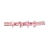 Small Satin Baby Band: Pink Bows