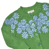 Girls Blossom Sweater - Blue Flower Embroidery
