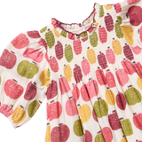 Girls Puff Sleeve Stevie- Pink Delicious Apples