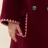 Girls Beck Peacoat - Burgundy