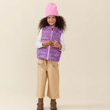 Girls Reversible Riley Vest - Purple Paisley Vines