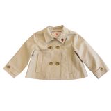 Girls Ramie Crop Trench - Strawberry Embroidery