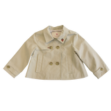 Girls Ramie Crop Trench - Strawberry Embroidery