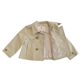 Girls Ramie Crop Trench - Strawberry Embroidery