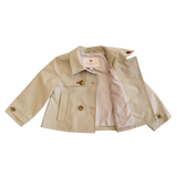 Girls Ramie Crop Trench - Strawberry Embroidery