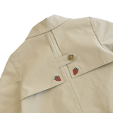 Girls Ramie Crop Trench - Strawberry Embroidery