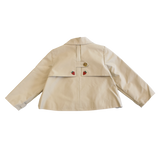 Girls Ramie Crop Trench - Strawberry Embroidery