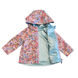 Girls Rafa Reversible Raincoat - Burgundy Sketched Floral