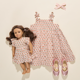 Doll Elsie Dress - Pink Prairie Block Print