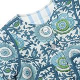 Girls Reversible Quilted Jacket- Blue Lisbon Floral