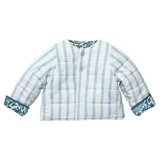 Girls Reversible Quilted Jacket- Blue Lisbon Floral