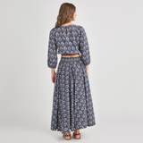 Womens Sunita Top - Navy Strawflower