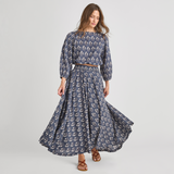 Womens Sunita Top - Navy Strawflower