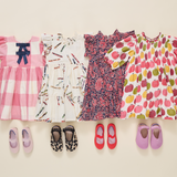 Girls Puff Sleeve Stevie- Pink Delicious Apples