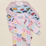 Baby Girls Ruffle Bamboo Romper - Pink Carnations