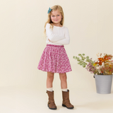 Girls Gianna Skirt - Burgundy Climbing Floral