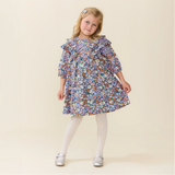 Girls Everly Dress - True Blue Sketched Floral