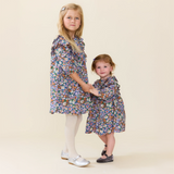 Baby Girls Everly Dress Set - True Blue Sketched Floral