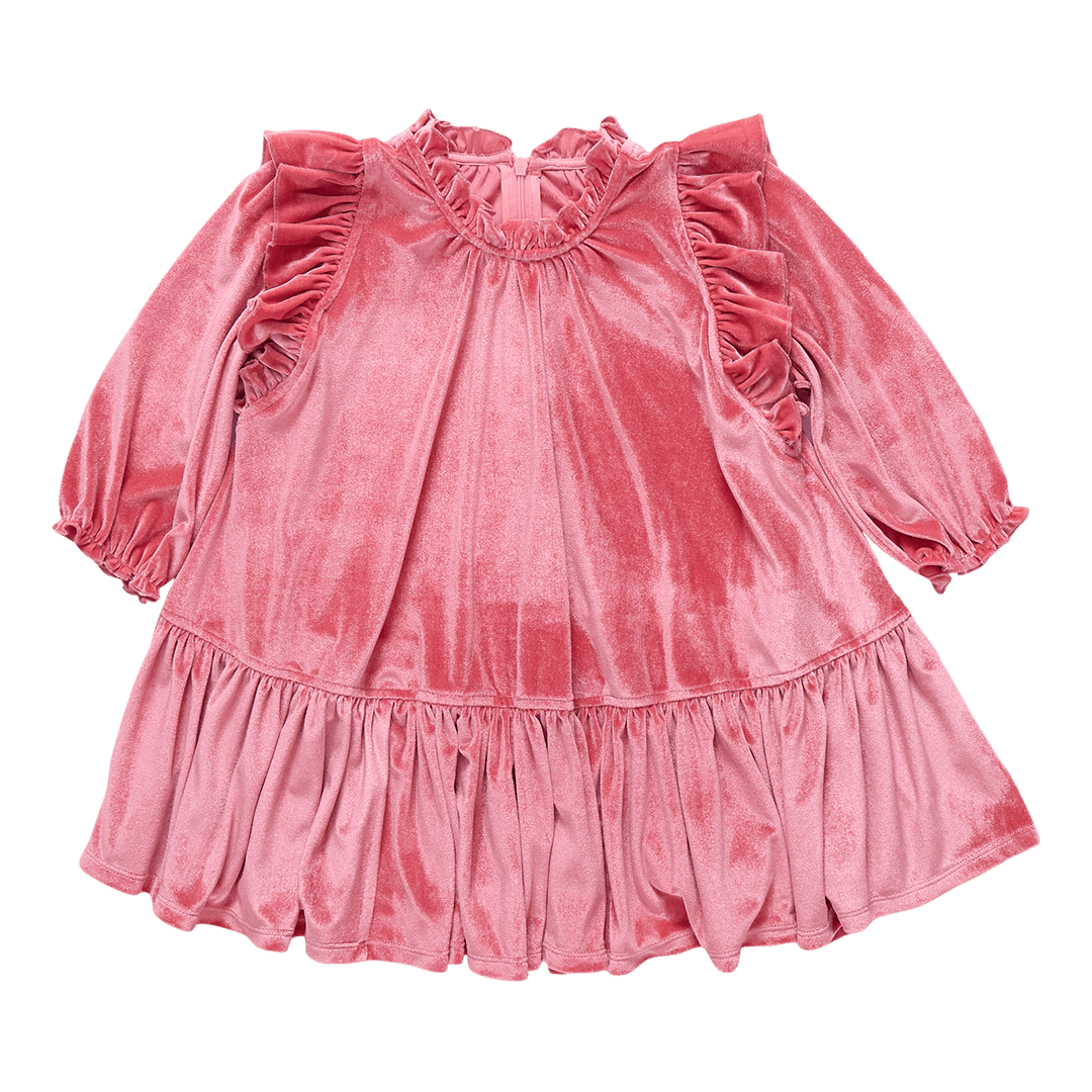 Girls Velour Harper Dress - Desert Rose | Pink Chicken