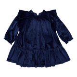 Girls Velour Harper Dress - Navy | Pink Chicken