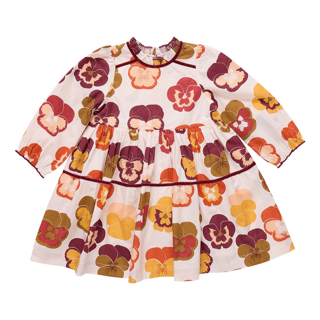 Girls Charlie Dress - Autumn Pansies | Pink Chicken