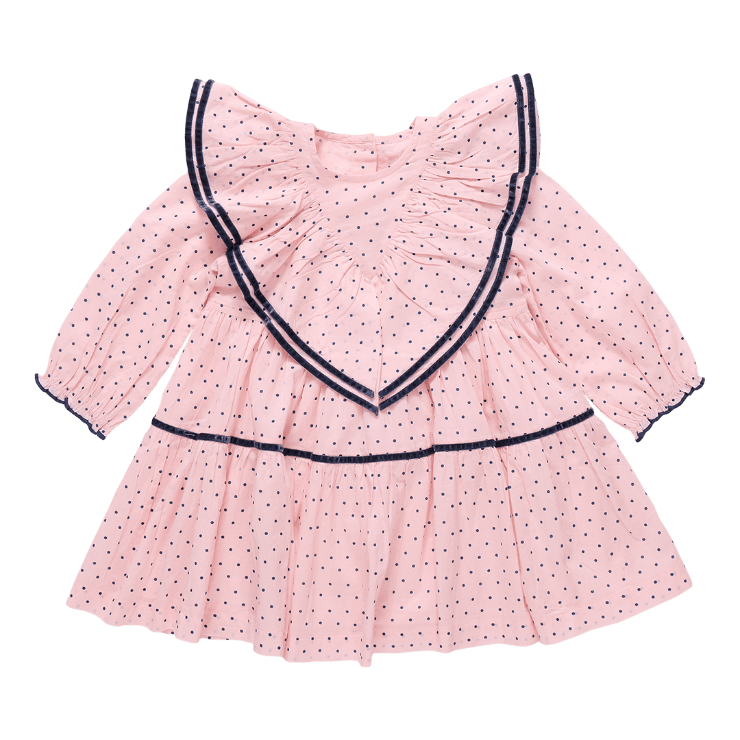 Girls Raphaela Dress - Strawberry Cream Polka Dot | Pink Chicken
