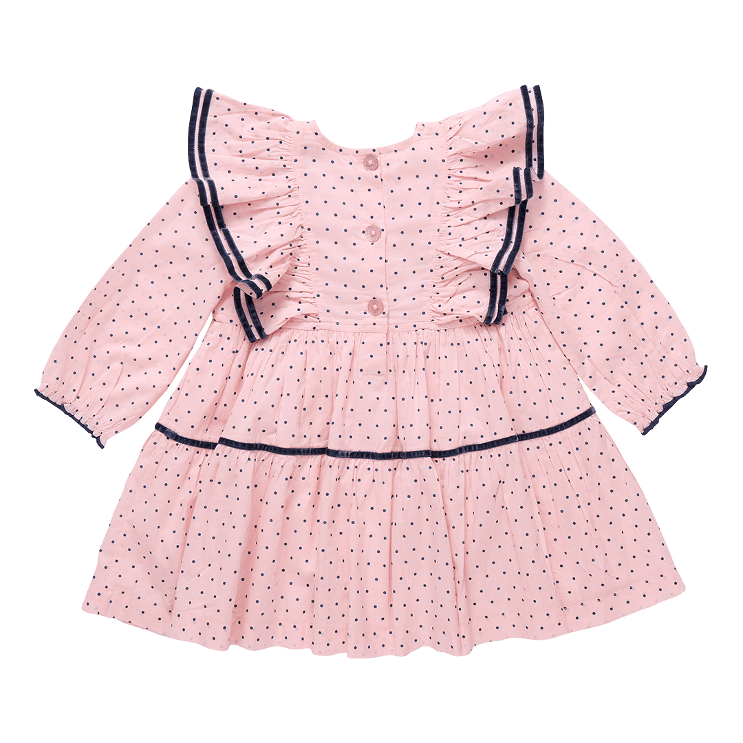 Girls Raphaela Dress - Strawberry Cream Polka Dot | Pink Chicken
