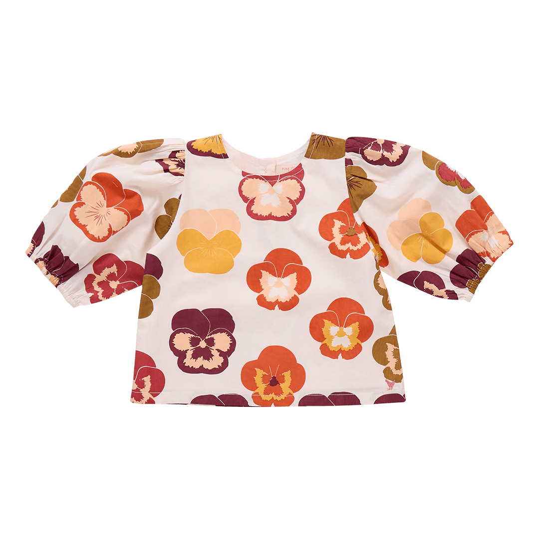 Girls Dana Top - Autumn Pansies | Pink Chicken
