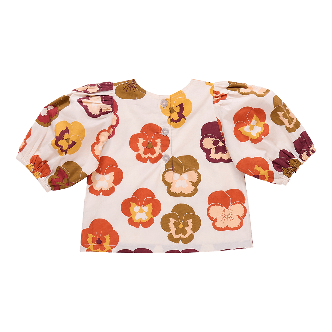 Girls Dana Top - Autumn Pansies | Pink Chicken