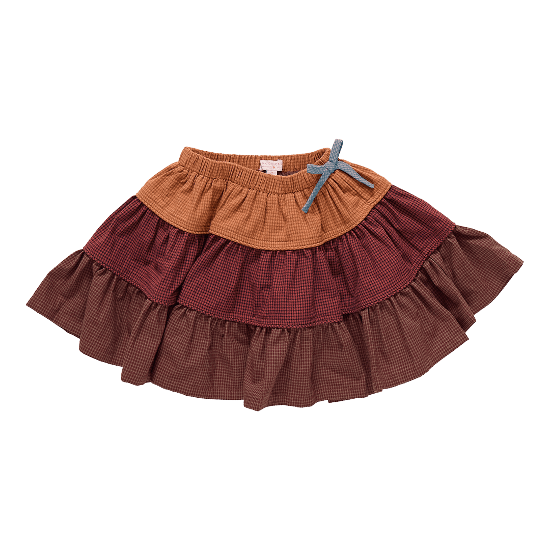 Girls Allie Skirt - Mixed Checks | Pink Chicken