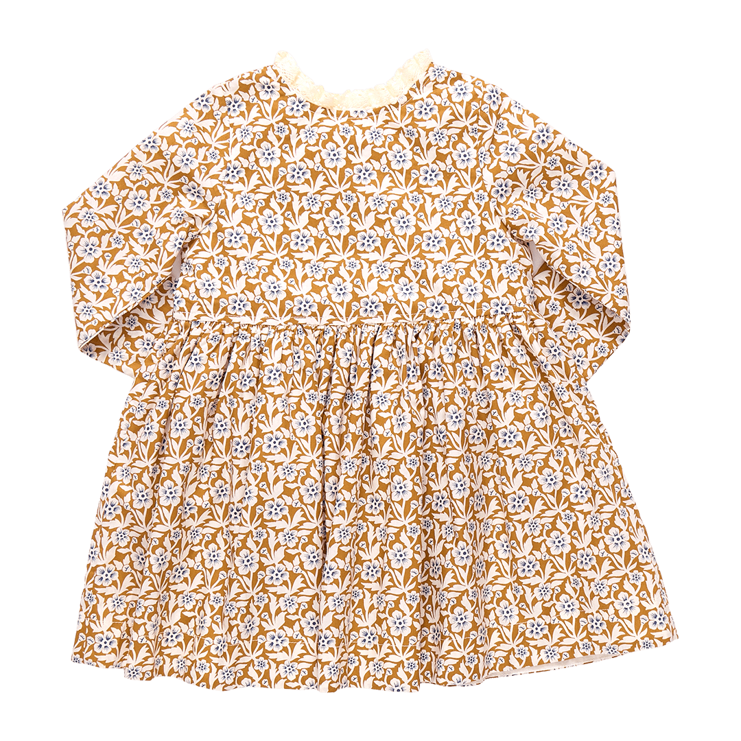Girls Autumn Dress - Gold Climbing Floral | Pink Chicken