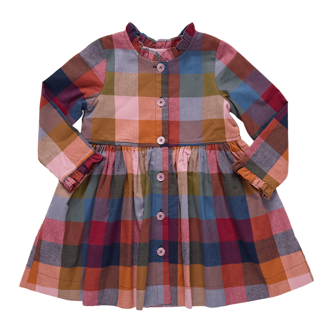 Girls Autumn Dress - Harvest Check | Pink Chicken