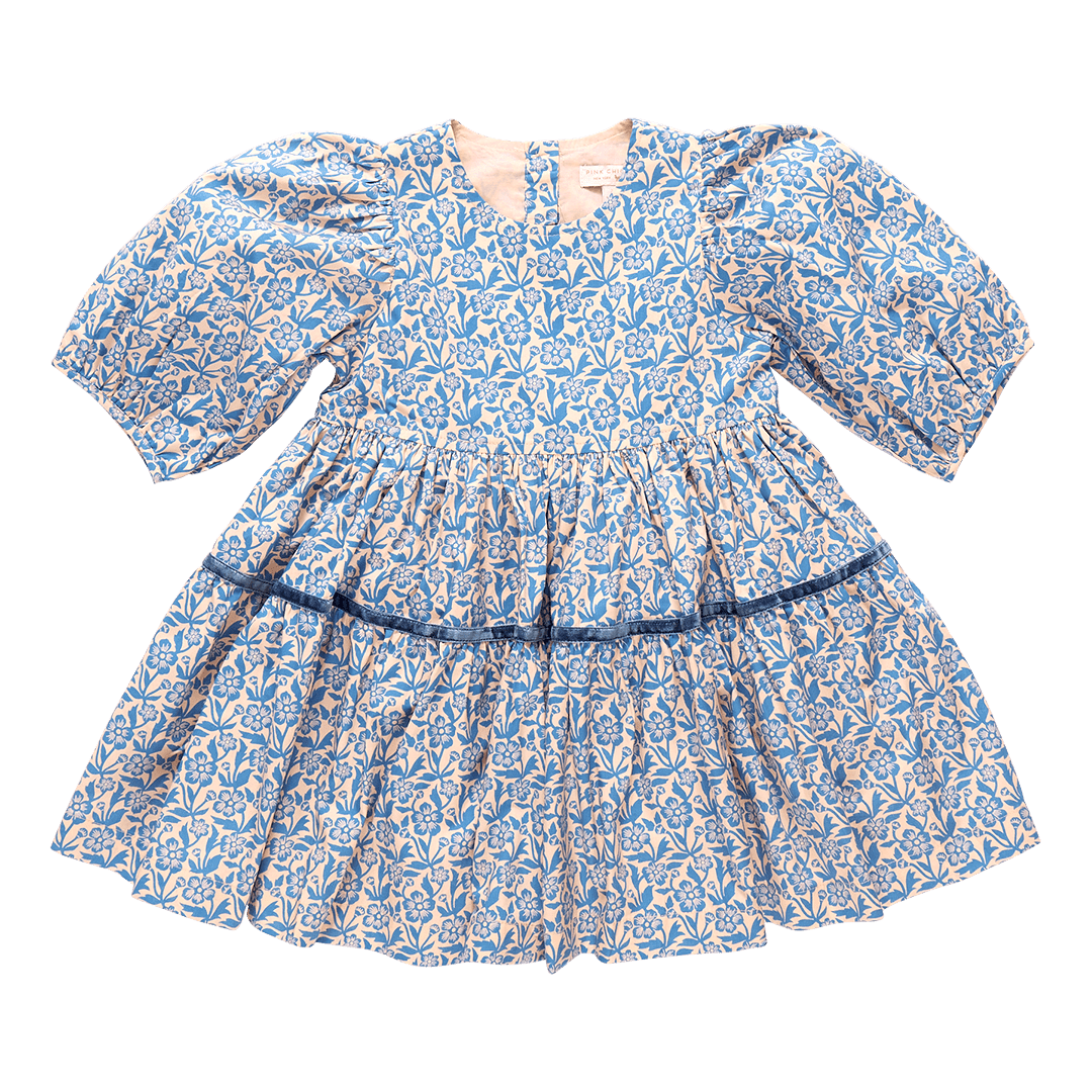 Girls Maribelle Dress - Blue Climbing Floral | Pink Chicken