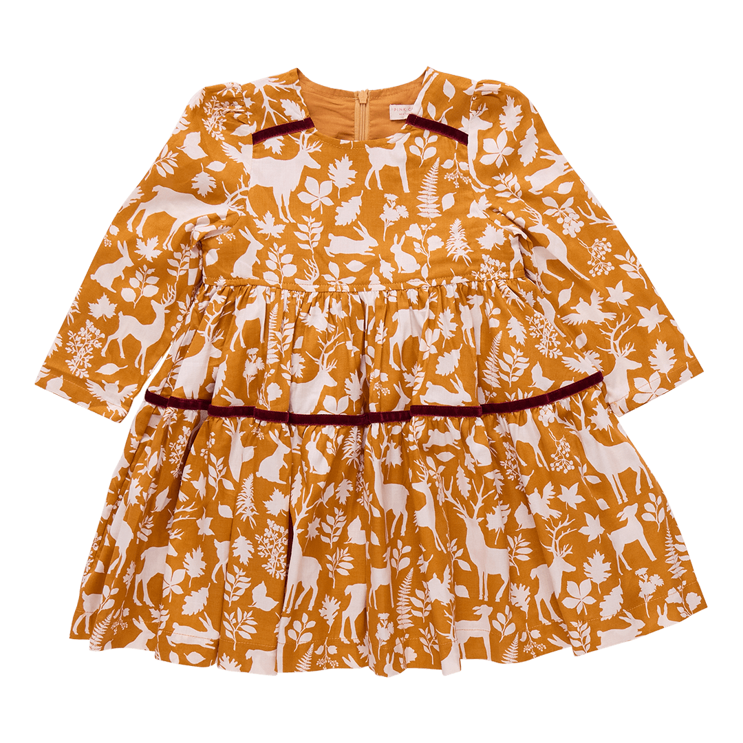 Girls Lennon Dress - Harvest Botanical | Pink Chicken