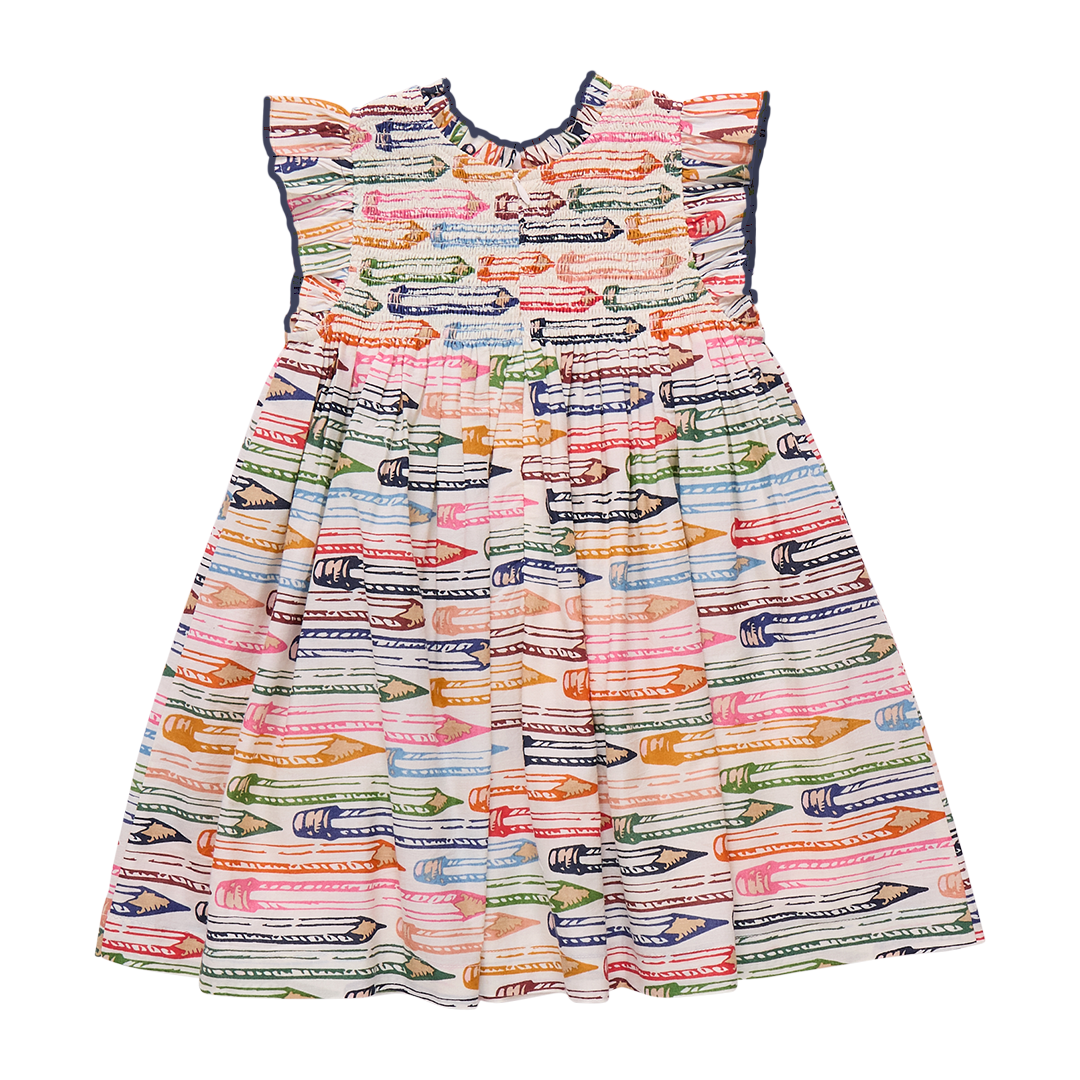 Girls Stevie Dress - Colored Pencils – Pink Chicken Girls Stevie Dress - Colored Pencils – Pink Chicken