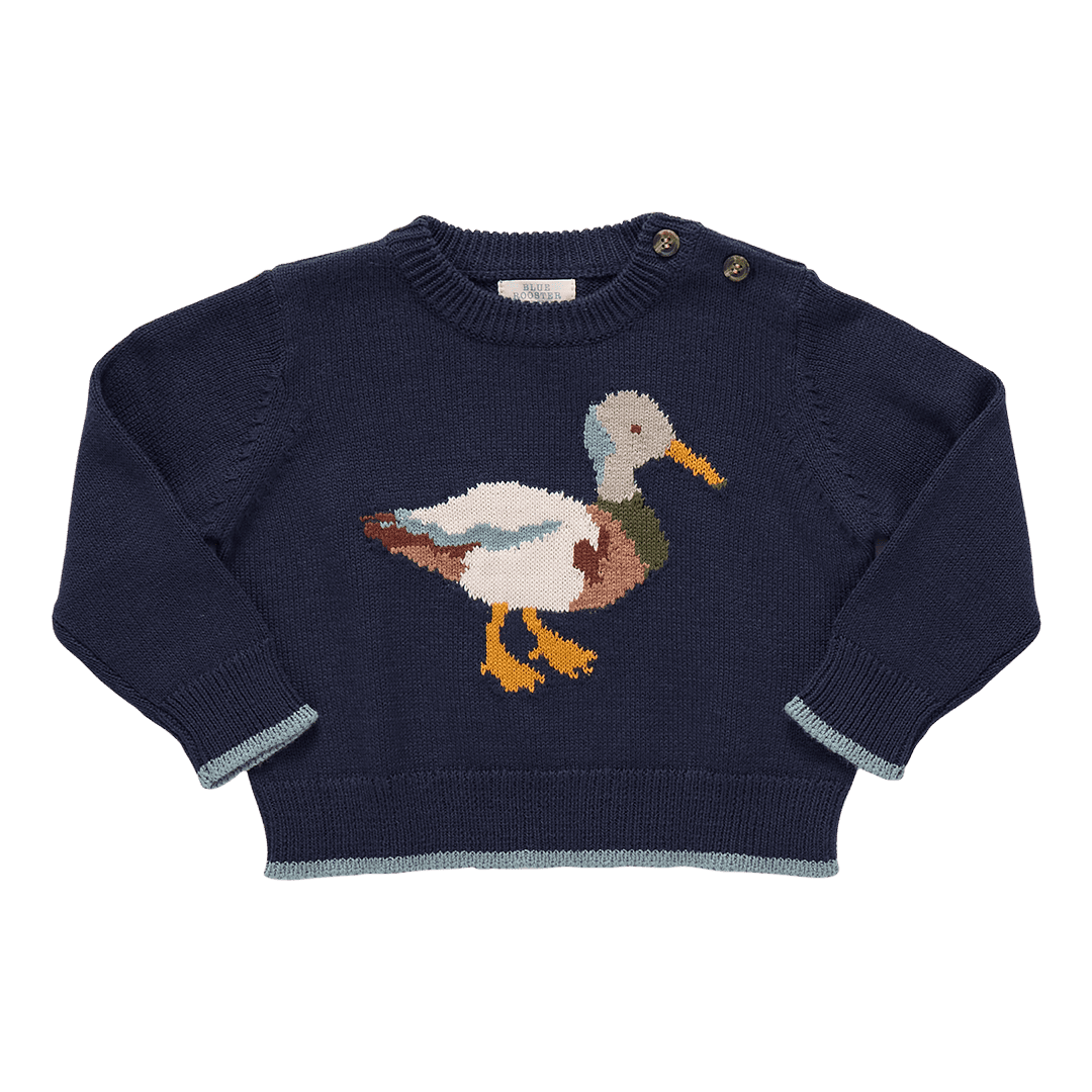 Baby Boys Oliver Sweater - Navy Mallard | Pink Chicken