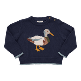 Baby Boys Oliver Sweater - Navy Mallard | Pink Chicken