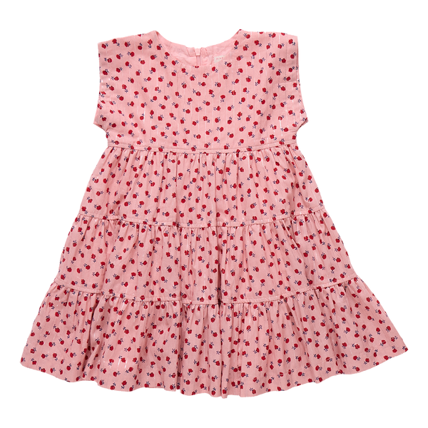 Girls Peachy Dress - Pink Tiny Roses Pink Chicken Girls Peachy Dress - Pink Tiny Roses Pink Chicken