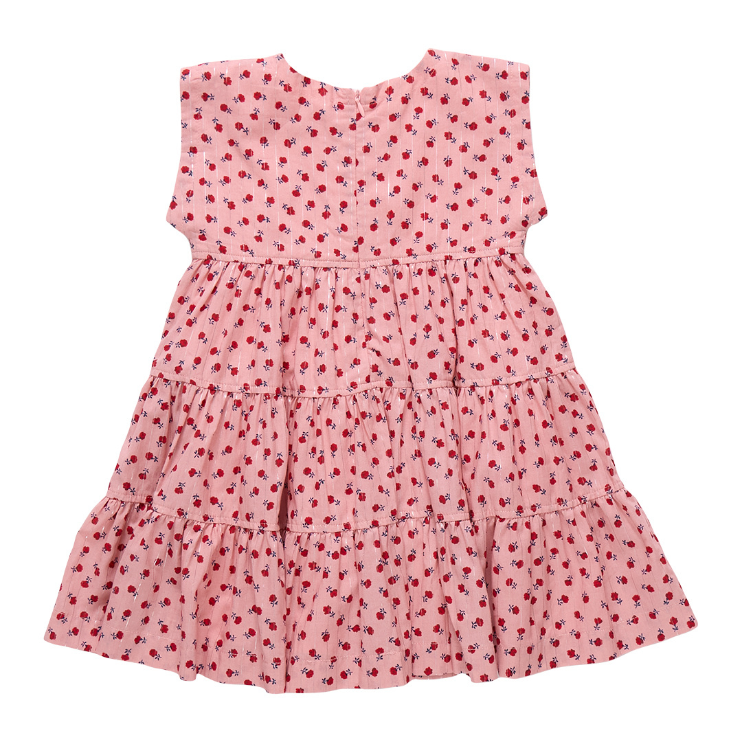 Girls Peachy Dress - Pink Tiny Roses Pink Chicken Girls Peachy Dress - Pink Tiny Roses Pink Chicken