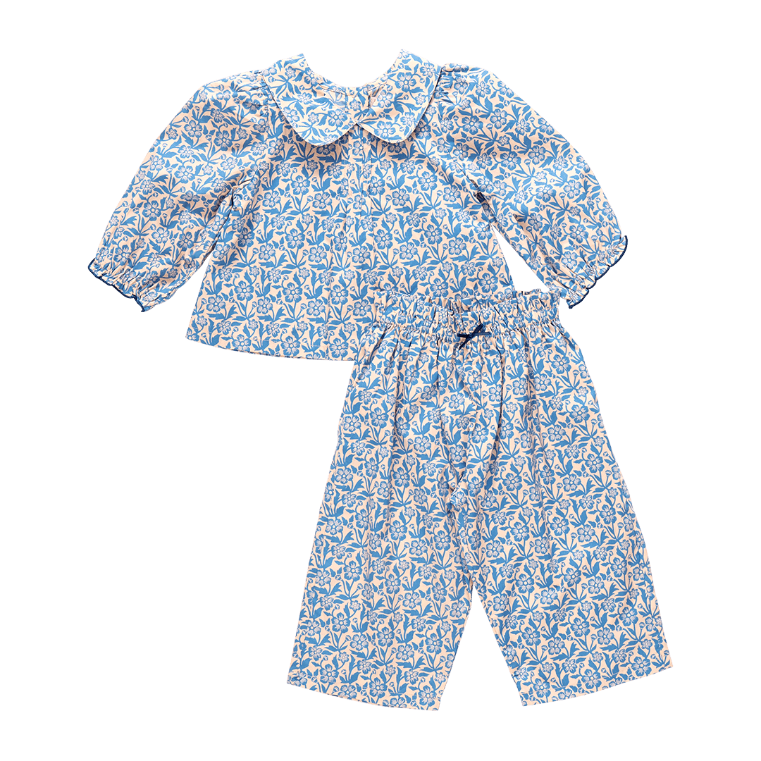 Baby Girls Dawson 2-Piece Set - Blue Climbing Floral | Pink Chicken