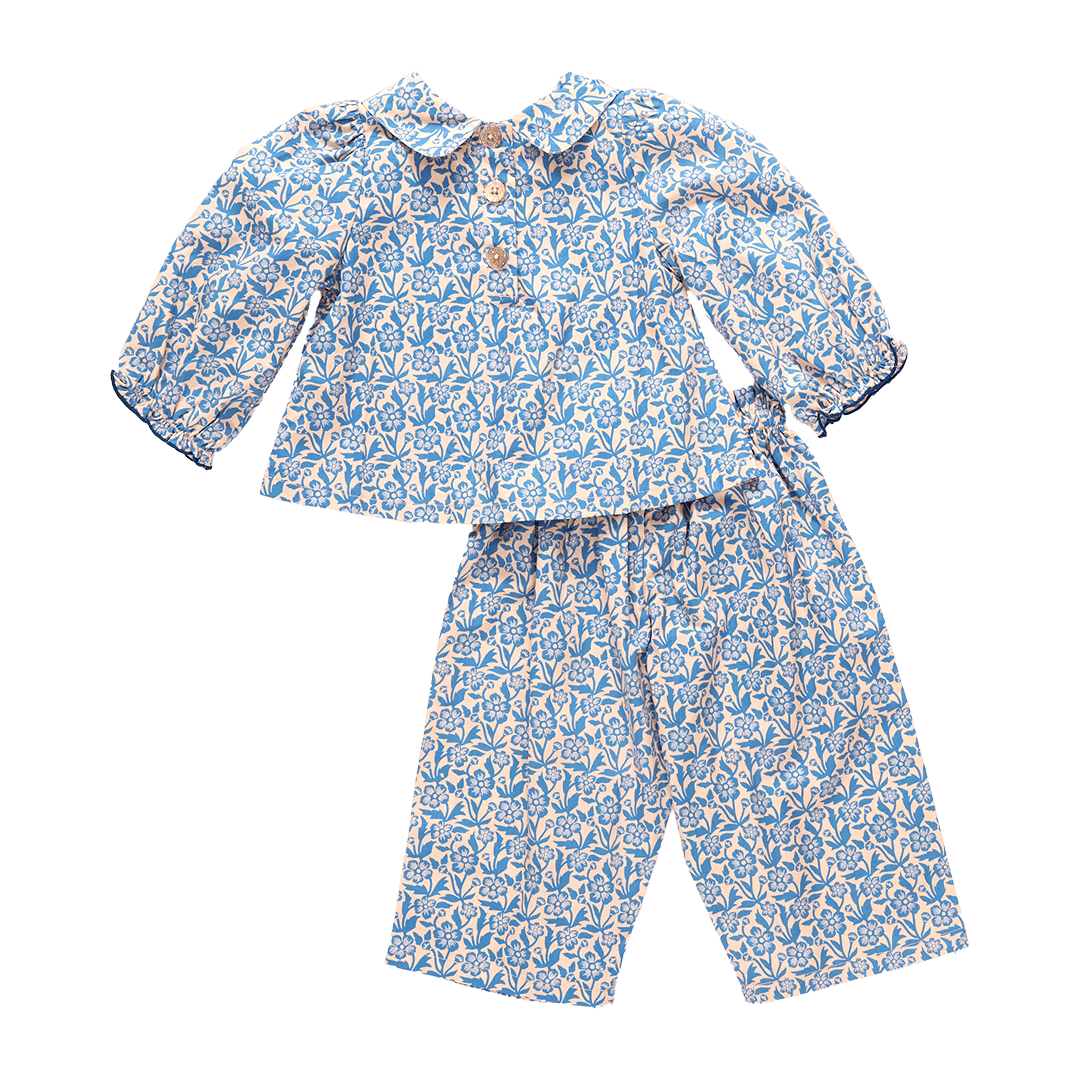 Baby Girls Dawson 2-Piece Set - Blue Climbing Floral | Pink Chicken