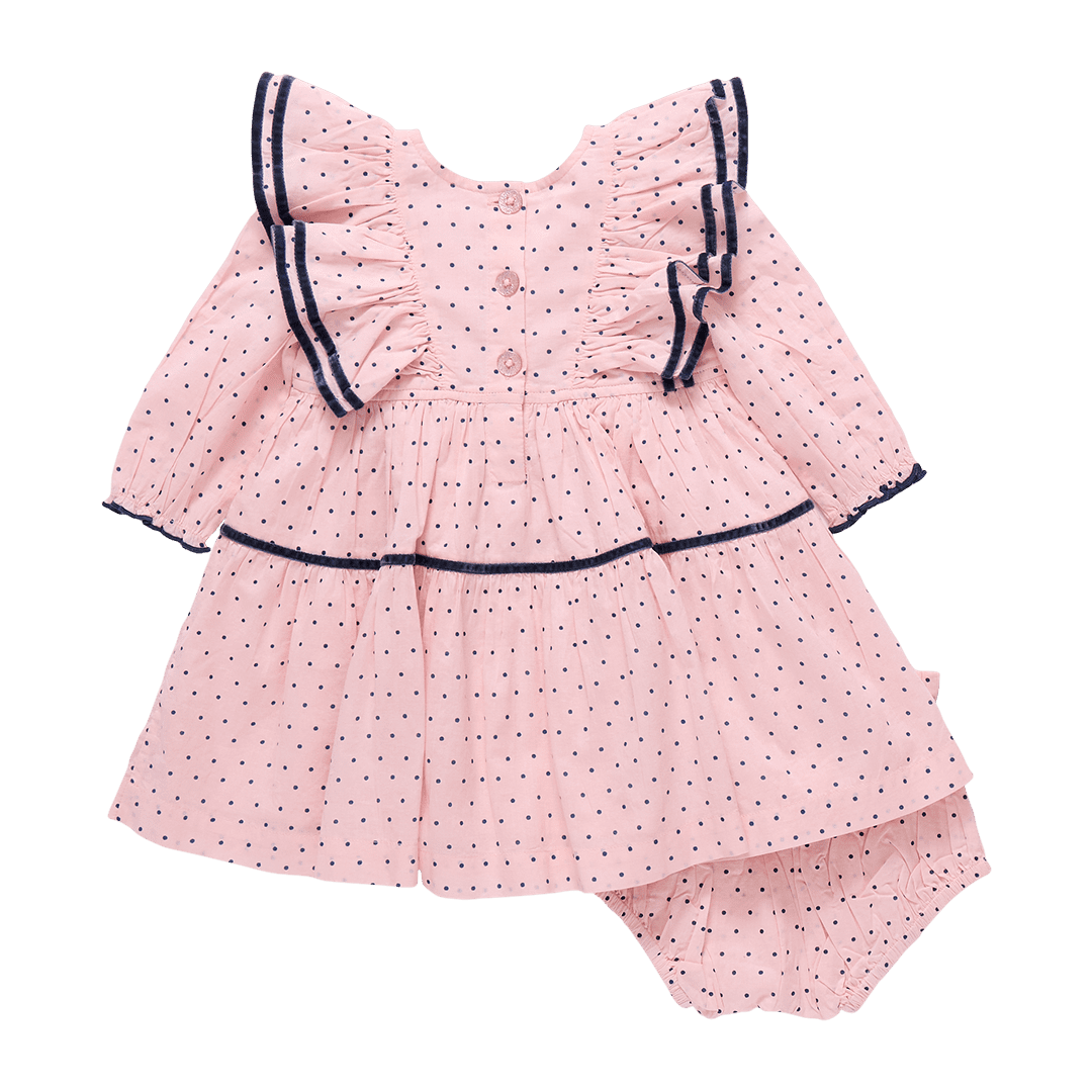 Baby Girls Raphaela Dress Set - Strawberry Cream Polka Dot | Pink Chicken
