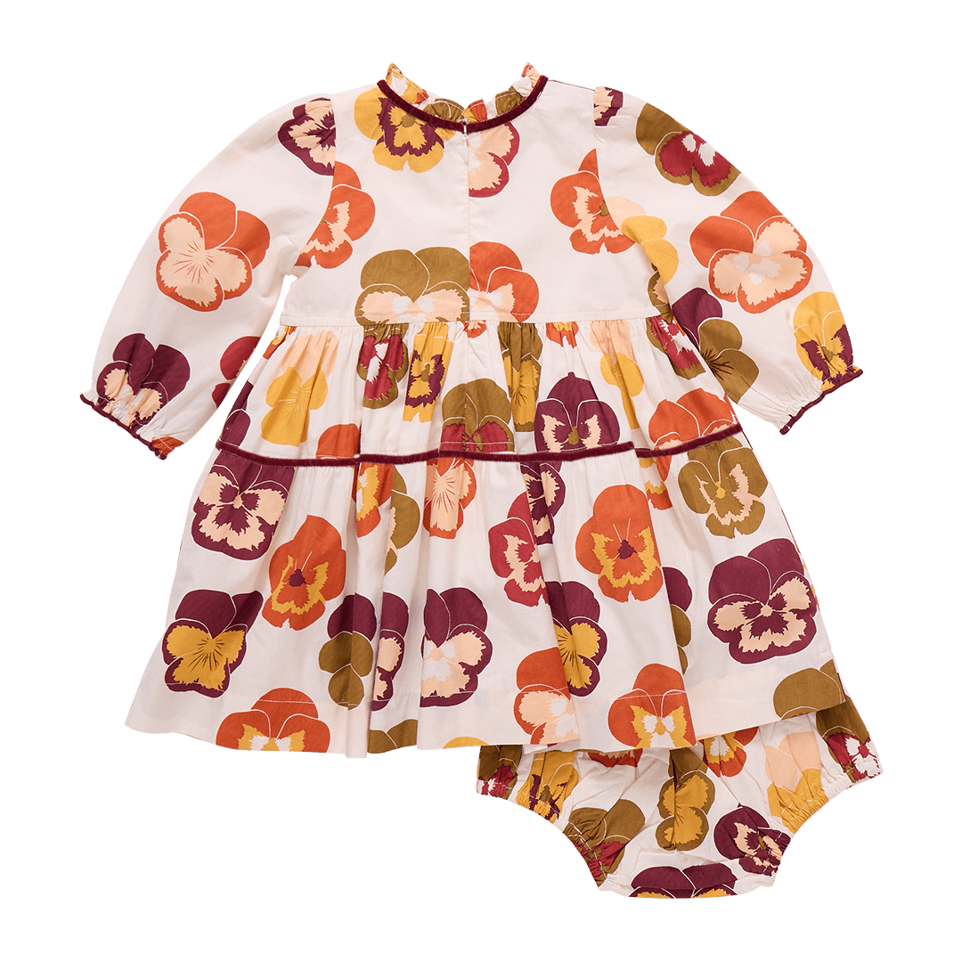 Baby Girls Charlie Dress Set - Autumn Pansies | Pink Chicken