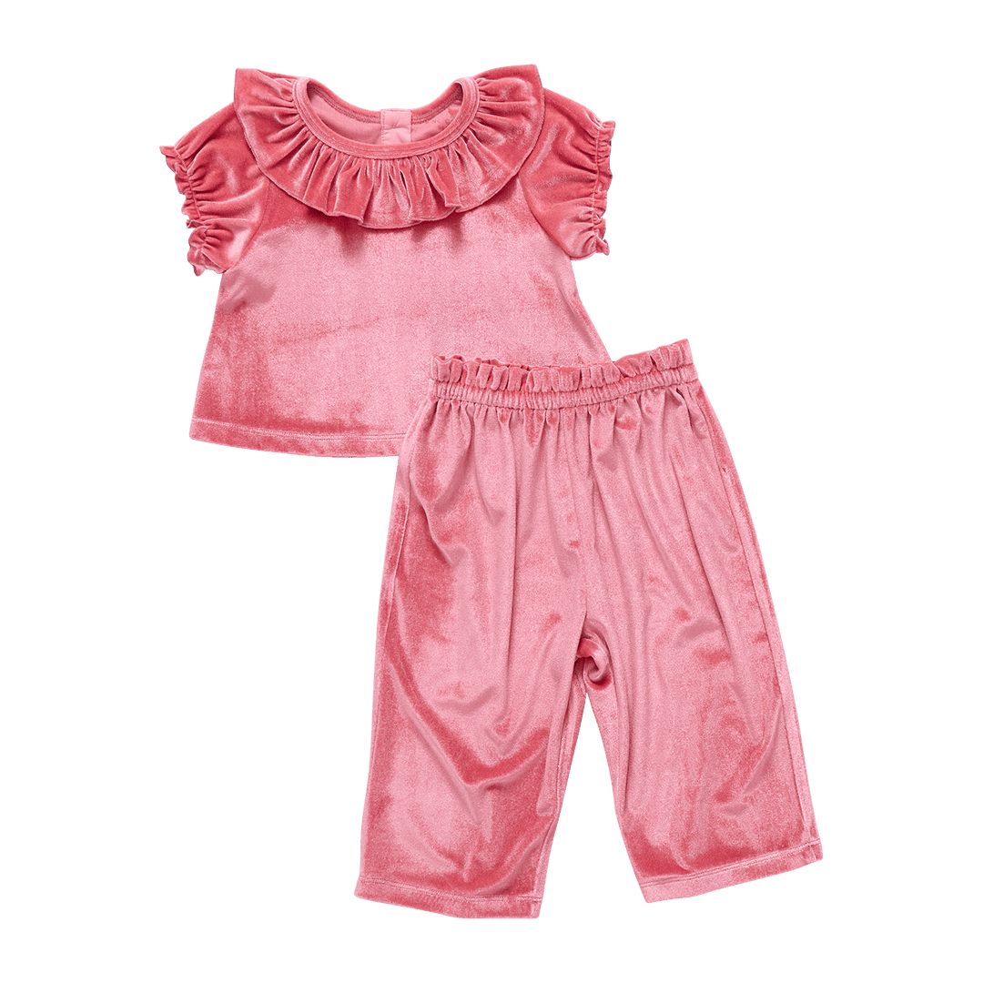 Baby Girls Velour Mara 2-Piece Set - Desert Rose | Pink Chicken