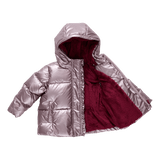 Girls Ruffle Pete Puffer - Vintage Rose Metallic | Pink Chicken