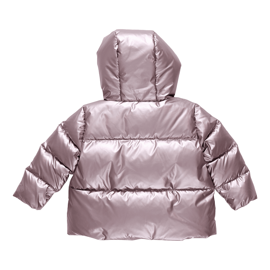 Girls Ruffle Pete Puffer - Vintage Rose Metallic | Pink Chicken