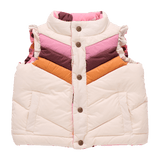 Girls Reversible Ruffle Ellis Vest - Cream Stripe | Pink Chicken