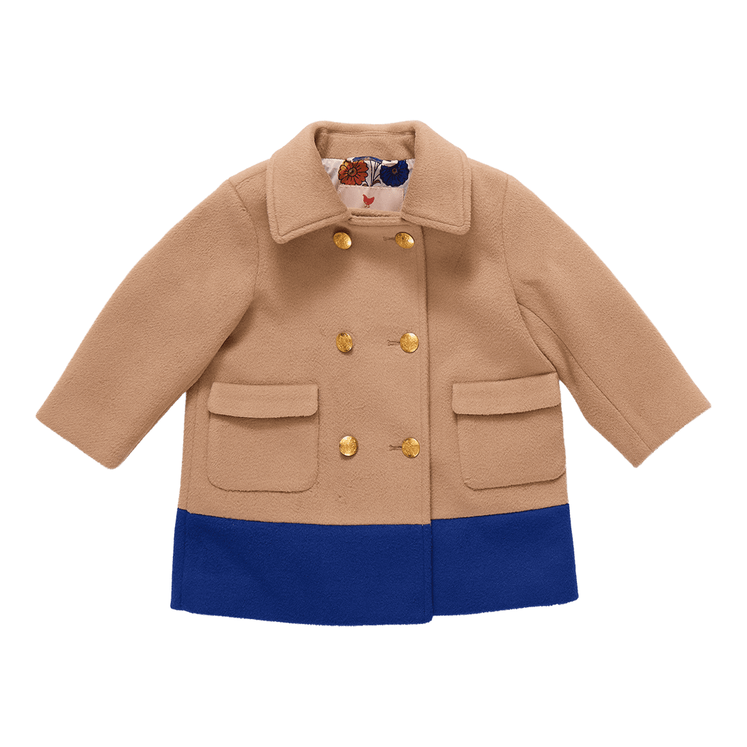 Girls Beck Peacoat - Camel | Pink Chicken