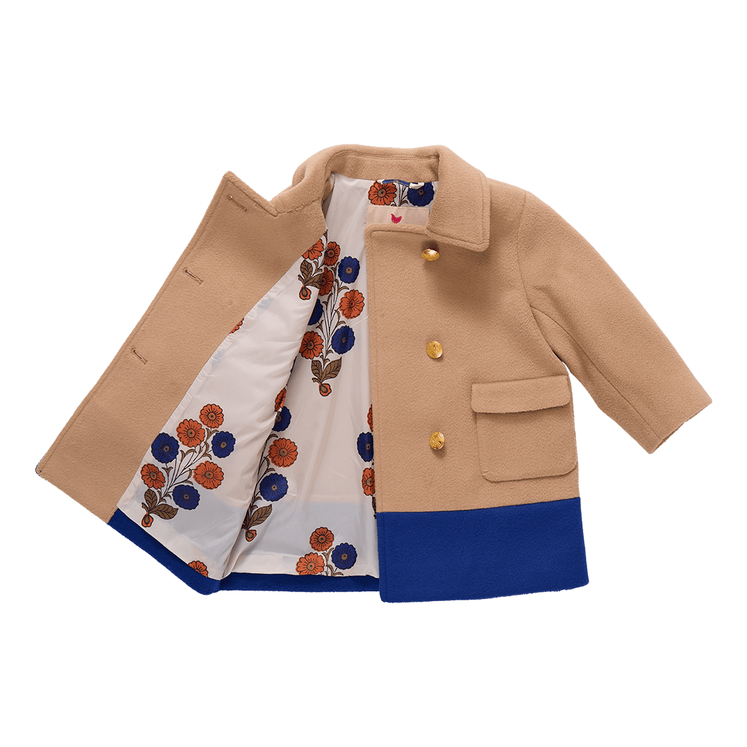 Girls Beck Peacoat - Camel | Pink Chicken