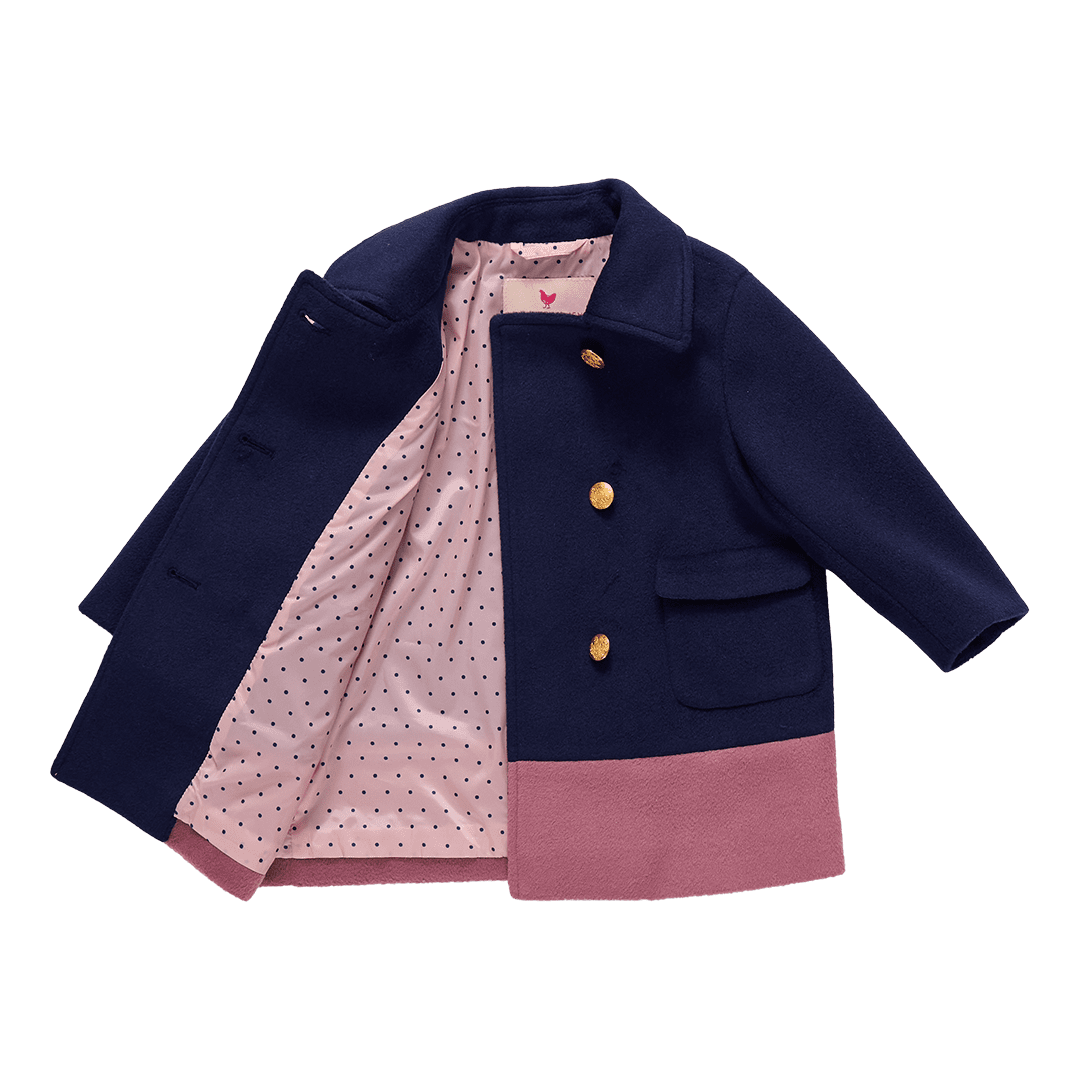 Girls Beck Peacoat - Navy | Pink Chicken